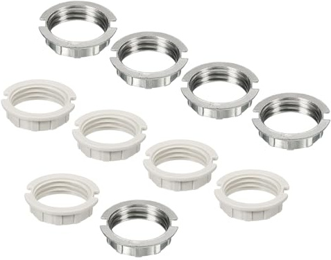 sourcing map Anillos de Enchufe de Luz Casquillos G9, Adaptador Anillo M20 Lámpara, Soporte de Pantalla de Aleación de Zinc para Luminarias, Blanco Paquete de 10