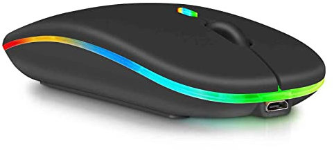 UrbanX 2.4GHz & Bluetooth Mouse, Rechargeable Wireless Mouse for Samsung Galaxy Tab S6 Lite Bluetooth Wireless Mouse for Laptop/PC/Mac/Computer/Tablet/Android RGB LED Onyx Black