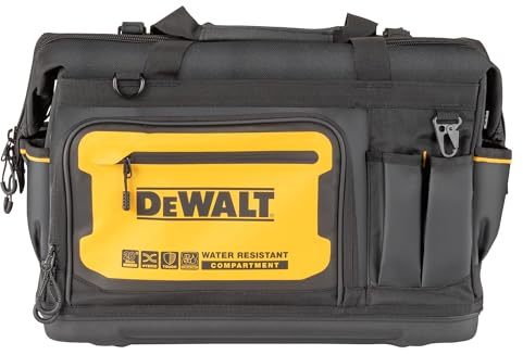 DEWALT Tool Bag, Water Resistant, Hard Bottom, 20-inch, Professional Tool Tote with Organization (DWST560104)
