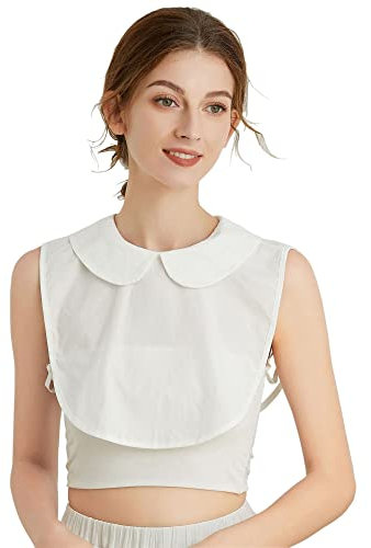 SUZALA Falscher Kragen Elegante Abnehmbare Hälfte Shirt Bluse Cotton Kragen Weiß Blusenkragen für Frauen Mädchen