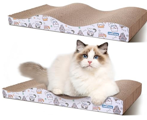 Nobleza 2 Stücke Katzen kratzbrett mit Minze, Wellpappe Kratzmatten, Recycelbar Qualitäts-Pappe Kratzpad,Kratzpads Beidseitig Erhältlich, 44 x 22cm