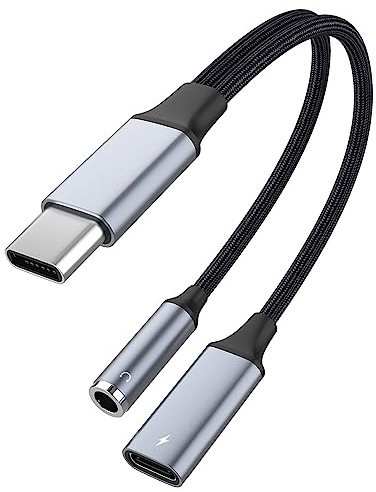 AXFEE USB C to 3.5mm Jack, 2 in 1 Type C Headphone Adapter and Charger, Aux Digital Audio Earphone Adaptor, Hi-Res DAC Adaptor Compatible with Samsung Galaxy S22 S21 S20 Ultra Note 20, Huawei, Xiaomi