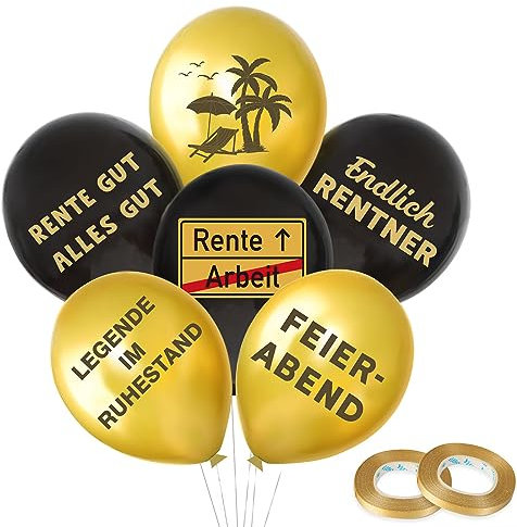24 Stück Ruhestand Luftballons Endlich Rentner Latexballons Deko Set Helium Ballons Dekoration zum Beginn der Rente Geschenk für Männer Frauen Abschiedsfeier Ruhestand Pensionierung Party
