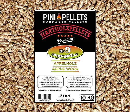 PINI Pellets № 9 manzana 10 kg BBQ Pellets de madera dura para asar ahumados