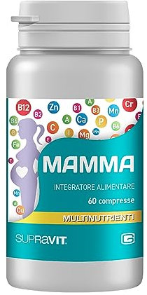 SUPRAVIT Mamma, Integratore Alimentare a base di vitamine, minerali e nutrienti, per mamme. 60 compresse. Integratore per gravidanza e allattamento. Trattamento giornaliero di 2 mesi.