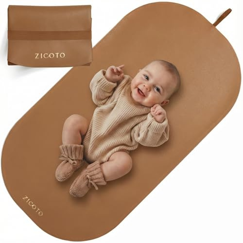 ZICOTO Cambiador de pañales portátil para bebé, suave y fácil de limpiar, cambiador de cuero vegano para viajes o uso doméstico, tapete ligero y plegable que cabe perfectamente en cualquier bolsa de