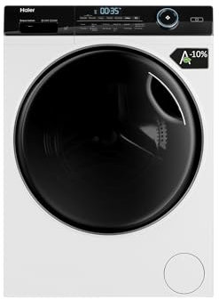 Haier I-Pro Series 5 HW90-B14959EU1IB- Lavadora Carga Frontal 9KG, Función Vapor, Motor Direct Motion, Tratamiento Antibacterias, 1400 RPM, Fin Diferido, Detector Automático de KG, 12 Programas,Blanco
