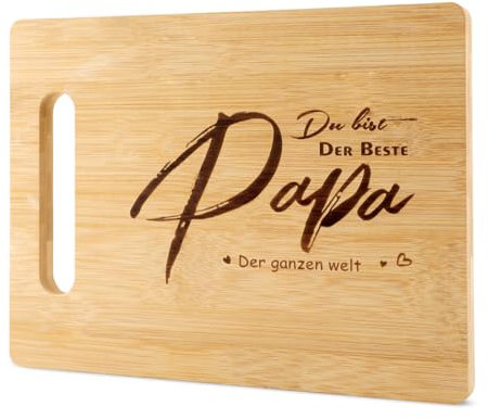 WLWNWFT Geschenke für Papa - Bambus Schneidebrett, Schneidebrett Holz mit Gedrucktem Text, Brotzeitbrett Holzbrett für papa Frühstücksbrettchen Geburtstagsgeschenk