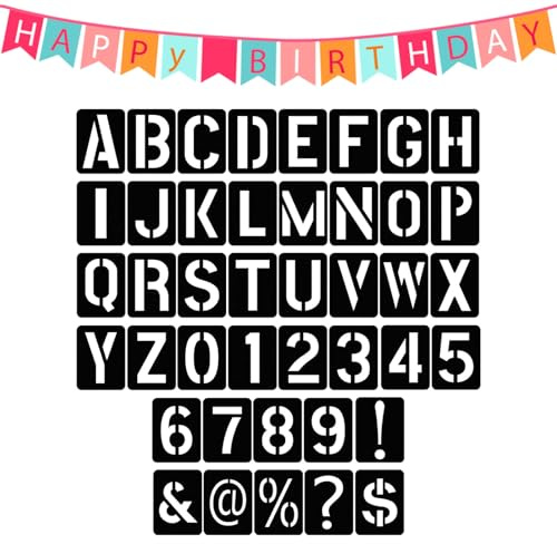 42PC Plantilla Letras y Números, 10cm Plástico Reutilizable Alfabeto, Números y Letras Plantilla, Reutilizables para Pintar
