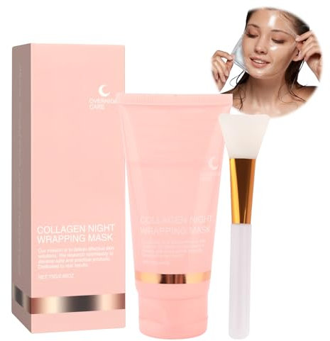 Collagen Night Wrapping Mask,Hydrolysiertes Kollagen Peel Off Gesichtsmaske für Nacht,Gesicht Collagen Maske Overnight Fördert Elastizität & Feuchtigkeit,Reduziert Erschlaffung & Mattigkeit Mask,1Stk