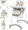 Foldable Baby High Chair with Adjustable Height, Recline & Footrest, Double Removable Tray, Storage Basket, Portable High Chair with Wheels for Babies & Toddlers (White)