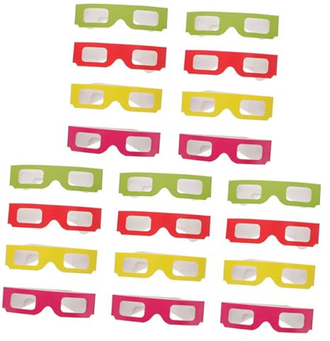 BELLIFFY 20pièces Lunettes Carton pour Films Et Jeux Accessoire Visuel Amusant avec Lentilles Pet Parfait pour Adultes