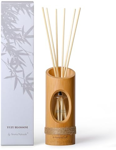 Aroma Naturals Diffusore a bastoncini da 100ml, Guscio di bambù Fragranza per interni domestici a lunga durata, Set regalo con diffusori a bastoncini per donne (YUZU BLOSSOM)