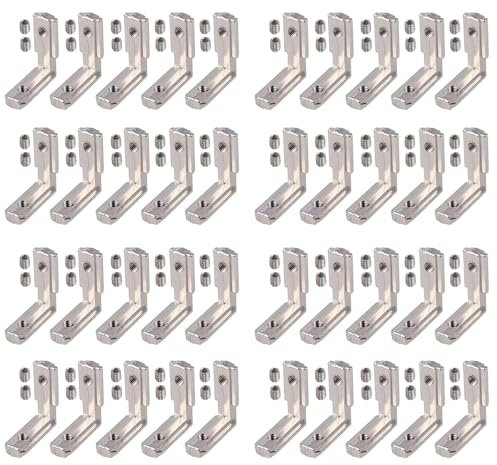 Bohaner T Slot T-Nut Innenwinkel Aluprofil Winkelwinkel 90° L-Form Außenwinkel Inneneckverbinder Eckverbinder Profilverbinder Zinklegierung Klammern mit Schrauben (40, EU-2020 M5x Nut6)
