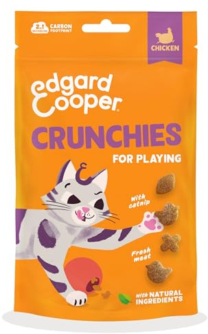 Edgard & Cooper Friandises pour Chat, Crunchies au Poulet (1x50g), sans Céréales, Riches en Viande Fraîche, avec Herbe à Chat, Ingrédients Naturels, sans Sucre Ajouté