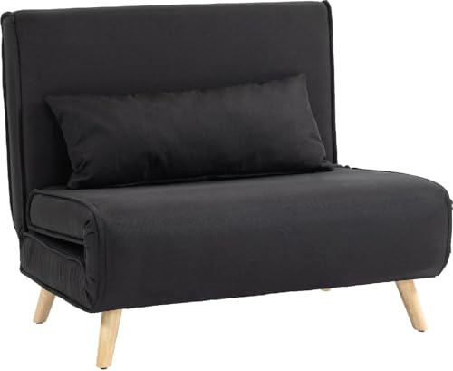 DecHome - Poltrona letto singolo Nordico Scandinavo in Tessuto 94x78x80 cm colore Nero