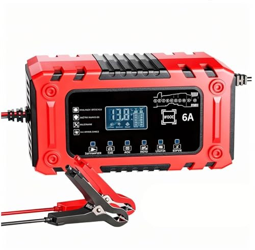 Caricabatteria e mantenitore intelligente per auto, 12 V, 6 A, caricabatterie automatico a 10 stadi con desolfatore per automobili, moto, tosaerba, marini e batterie al piombo LiFePo4