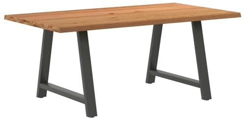Teenpull Tavolo da pranzo con bordo dell'albero, 180 x 100 x 74 cm, legno massello di quercia, rettangolare, robusto, durevole, con bordi naturali, per sala da pranzo, cucina