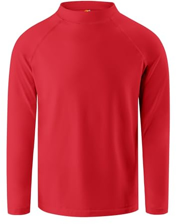 OYJ Boys Swim Shirt Rash Guard Long Sleeve UPF+ 50 Kids Sun Protection Fabric Swimming Quick Dry Outdoor Swimsuit 5-6Y Red