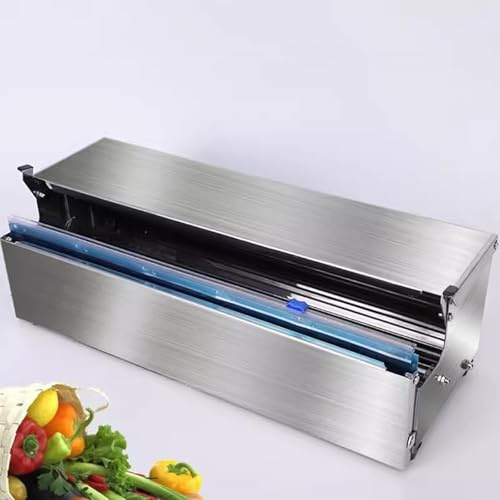 Distributeur De Coupe-Film Alimentaire Matériau en Acier Inoxydable épaissi sans Bouchon Convient Aux Supermarchés Et à L’Emballage Familial des Aliments Frais, Silver, 50x13x19cm