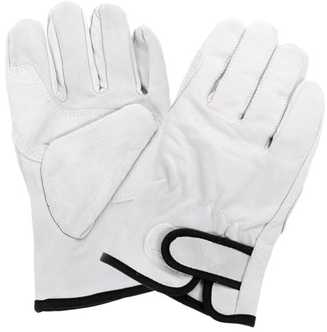 Hoement Guantes Cortos de Cuero Resistentes al Calor con Forro de Algodón Ajustables para Soldadura Cocina Barbacoa y Trabajo Mecánico Protección Duradera para Hombres Color Aleatorio