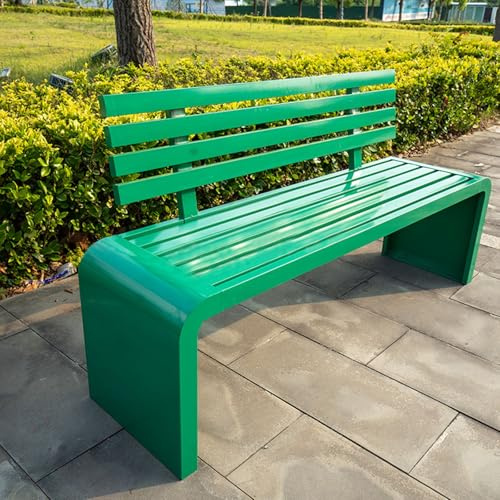 Panca da giardino in metallo resistente alle intemperie, divano ergonomico a 3 posti, per esterni, balcone, patio e giardino, mobili ad angolo (verde, 150 x 40 cm)