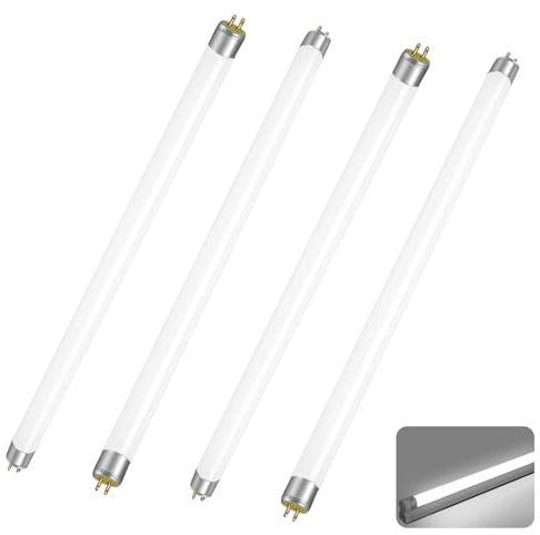 Paquete de 4 Tubo Fluorescentes T8 15W, Tubos De Bajo Consumo T8 15W 450mm, Blanco Frío 6000K, 1100LM, Attacco G13, Sin Parpadeo, Bombillas CFL Para lLces de Emergencia, Cocina, Baño, Armario y Garaje