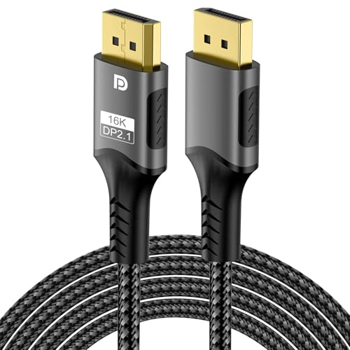 16K DP Cable DisplayPort 2.1, 54Gbps Cable DP a DP 2M con 16K@60Hz 8K@240Hz 4K@540Hz 360Hz 240Hz Display Port 2.1 Compatible con HDR10 FreeSync G-Sync para Monitor Gaming Tarjetas Gráficas PC HDTV
