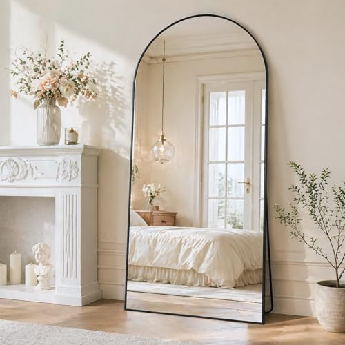 Vortisys Specchio da Terra e da Parete 180x75cm, Specchio ad Arco Grande con Vetro di Sicurezza Antischeggia e Cornice in Alluminio, Specchio Lungo per Camera da Letto, Ingresso, Soggiorno e Corridoio