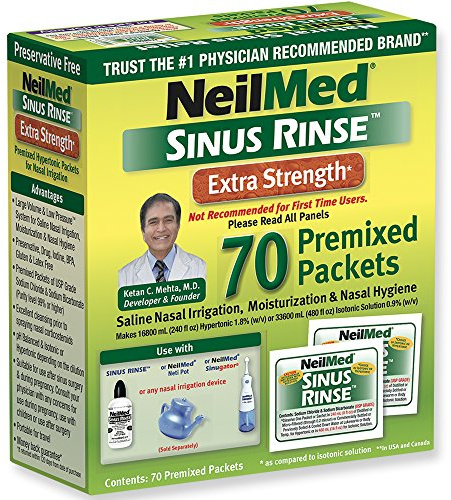 NeilMed's Sinus Rinse Extra Strength Pre-Mixed Hypertonic Packets, 70 Count Box