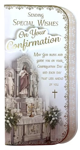 Confirmation Day Card - Church Alter with Flowers and Gold Foil 8.75x4