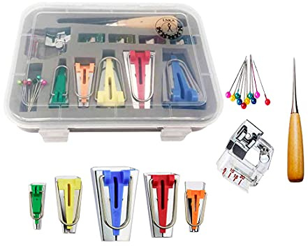 Bias Tape Maker Set,LNKA 5 Sizes 1/4 3/8 1/2 3/4 1 Bias Maker Kits