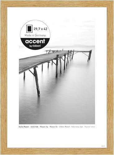 accent by nielsen Bilderrahmen, 29,7 x 42 cm (A3), Holz, Eiche, Posterrahmen zum Aufhängen im Hoch- & Querformat, Echtglas, Scandic