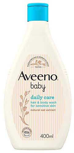 Aveeno Baby Daily Care Hair and Body Wash (1 x 400 ml), Tear-Free Baby Wash with Gentle Fragrance with Collodial Oatmeal, Gently Cleanses and Leaves Skin Feeling Moisturised, For Sensitive Skin