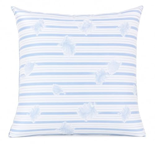 Blanrêve - Oreillers d'Antan Naturel - Percale Tradition - Confort Moelleux - Entretien Facile - 60x60 cm - Blanc/Bleu - Fabriqué en France