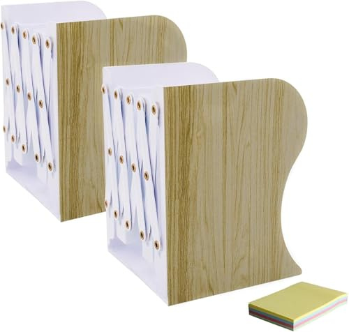 DIFIT Supports de Livre en métal, 2 pièces, réglables, pour étagère et Bureau, Imitation Bois