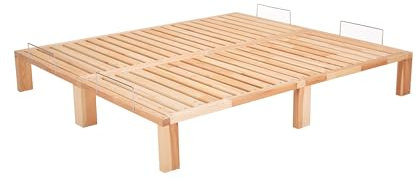 Gigapur Kiefer massiv Holzbett G56, naturbelassen, mit Standardfuß 25 cm Höhe, inkl. Lattenrost und Matratzenbügeln, Liegefläche 140x200 cm Best. aus 2X 70 x 200 cm