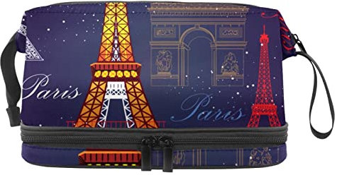 Trousse de Maquillage pour Femme Trousse cosmétique,Tour Eiffel colorée à Paris,Sac Organisateur cosmétique Sac de Maquillage de Voyage Portable