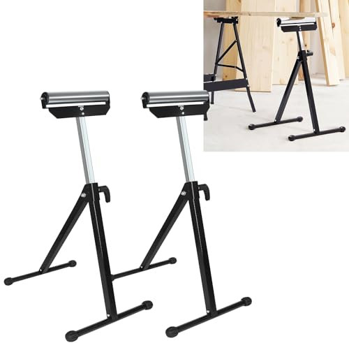 YUENFONG set di 2 supporti a rotelle, supporti pieghevoli, 68-107 cm, supporto a rulli pieghevole regolabile in altezza, supporto con piedini antiscivolo fino a 60 kg di capacità di carico
