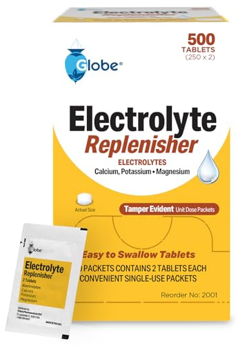 Globe Electrolyte Replacement Tablets for Rapid Hydration & Exercise Recovery (500 Tablets, 250 Packets of 2) for Athletes, Hiking & Sports, Travel Packets with Key Nutrients for Optimal Endurance