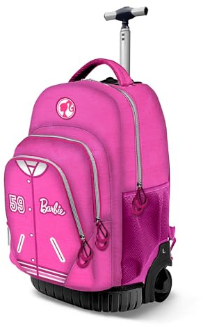 Barbie Varsity-Sac à Dos à roulettes GTS Fan, Rose, 32 x 47 cm, Capacité 39 L