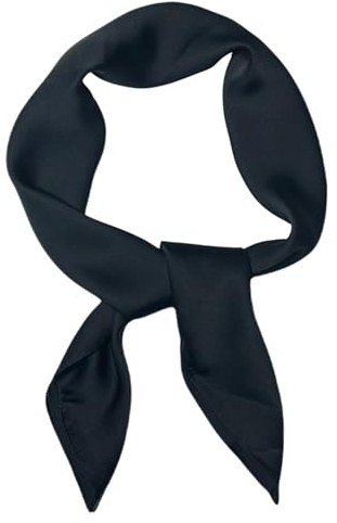 WESTEND CHOICE Square Satin silk Scarves Plain Neck Scarf 50s Retro Women Scarf Lightweight Silky Bandana Wrap women's scarves 70 x 70 cm (Black)