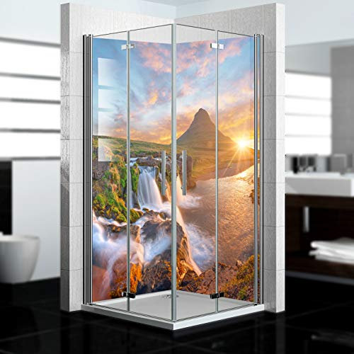 dedeco Pannello posteriore doccia impermeabile motivo: cascata V10, 2 x 100 x 200 cm, come pannello posteriore per il bagno per la sostituzione delle piastrelle, come parete decorativa, rivestimento