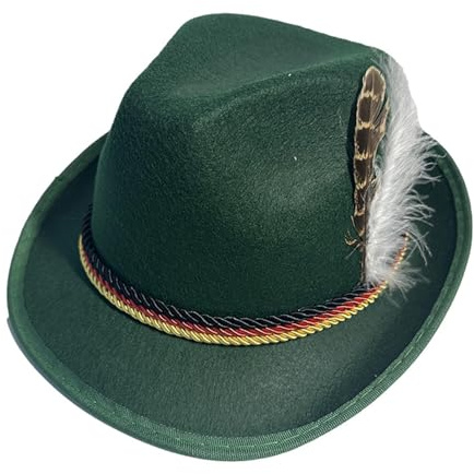 Cappello bavarese tirolese tirolese con piume morbide, copricapo tradizionale alpino con piume, cappello alpino alla moda per cosplay, feste, carnevale