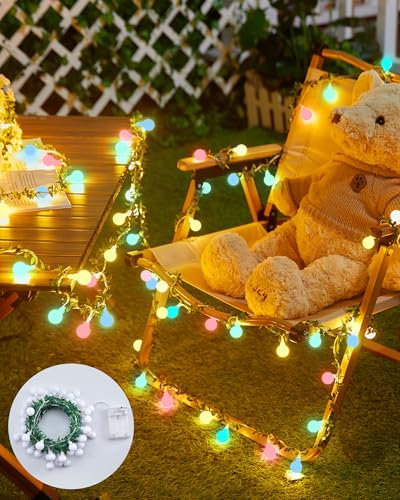 Fairy Lights, 8 Lighting Modes, 2Pack 60 LEDs Ball Globe String Light Battery Operated, Decoration for Indoor Lighting, Bedroom, Wedding, Party, Christmas, Tree (Multicolor)