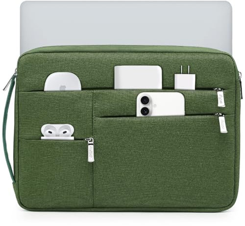 HYZUO 13,3-14 Zoll Laptop Tasche Set für MacBook Pro 14 M5/M4/M3/M2/M1, MacBook Air/Pro 13,3, 13-13,8 Surface Book/Laptop, Laptophülle Schutzhülle für 13,3 HP Dell Lenovo Asus, Grasgrün