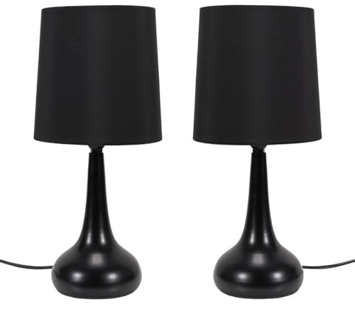ValueLights | Black Teardrop Touch Dimmer Table Lamps with Black Shade | Table Lamps, Home Décor & Improvement Essential