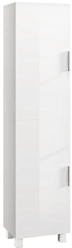 HOMCOM Tall Bathroom Cabinet Freestanding, Adjustable Shelves, Double Doors
