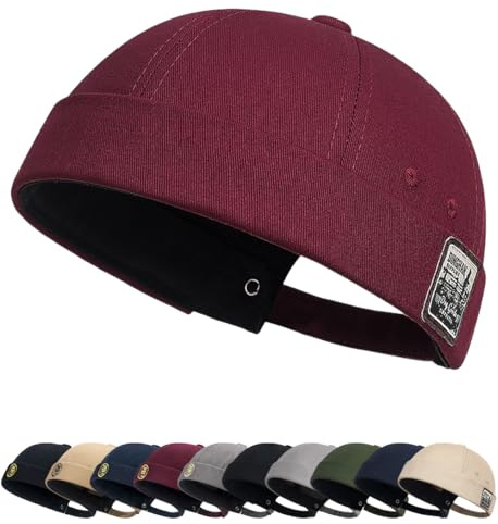 Cozyan Berretto Portuale Uomo Corduroy Docker cap Cappello Senza Visiera Estivo Retro Cotone Docker Hat Senza Visiera Berretto da Uomo Donna Brimless Hat Classic Leon Cappello
