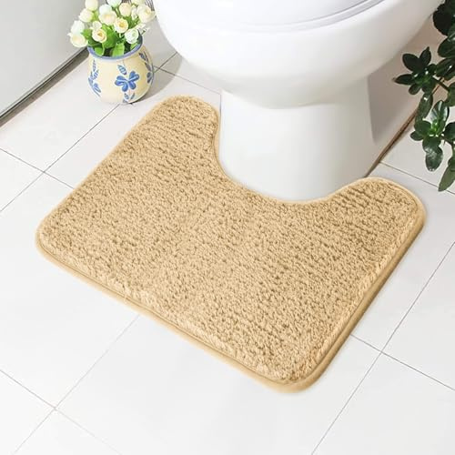 AUAUY Alfombra BañO con U Forma, Alfombrilla BañO Antideslizante, Extra Suave Microfibra Alfombra Ducha, Alfombra de BañO Lavable A MáQuina, Bathroom Mat para Inodoro, BañEra, Ducha (50X40cm)